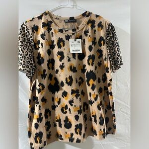 Zara NWT mixed leopard print tee